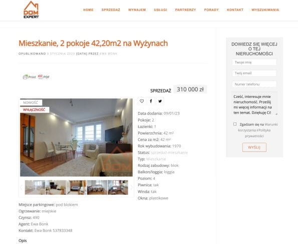 projekty stron dla pośrednictwa nieruchomości