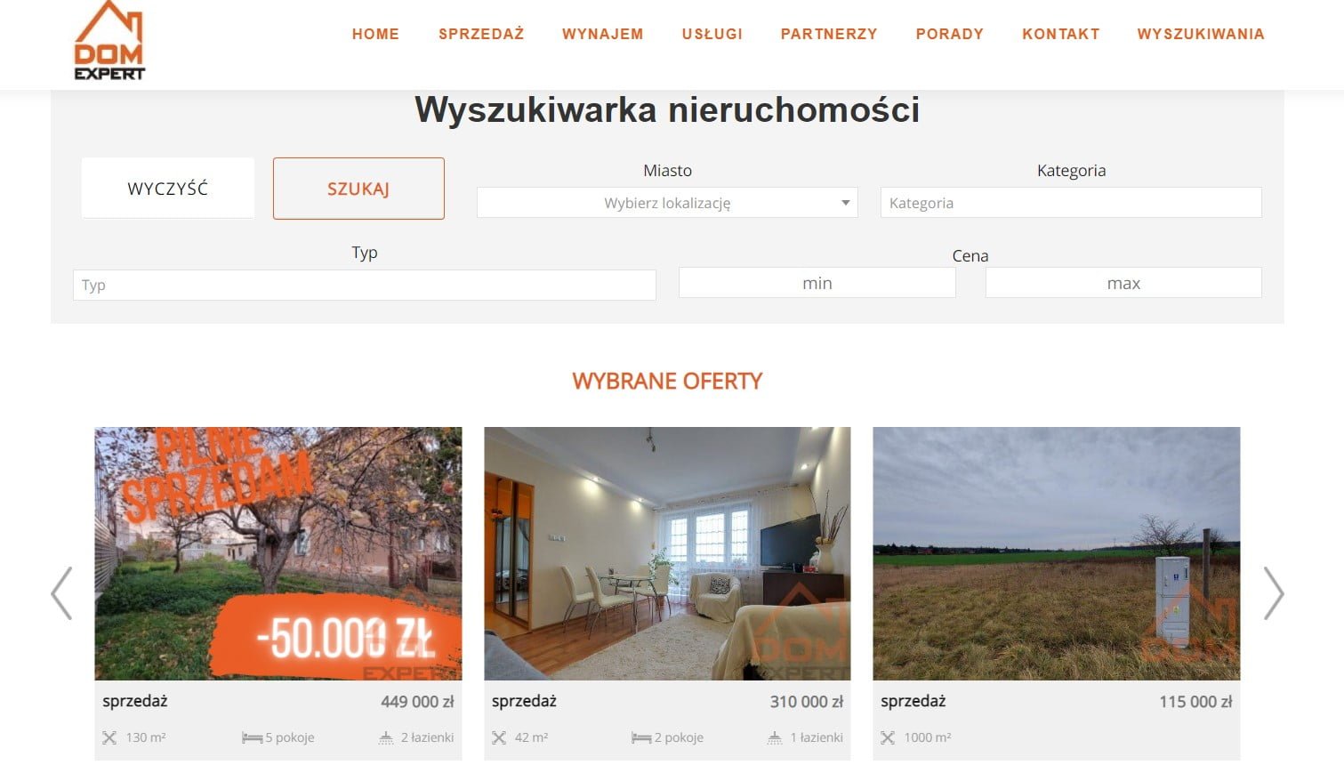 projekty stron www dla biura nieruchomości