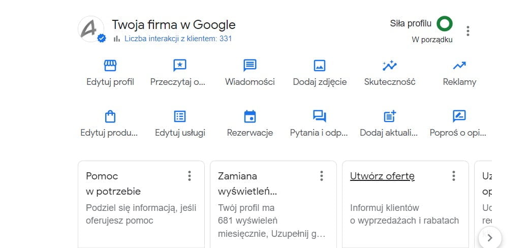 wizytówka w google maps
