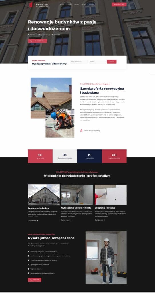 projekt strony www dla firmy budowlanej