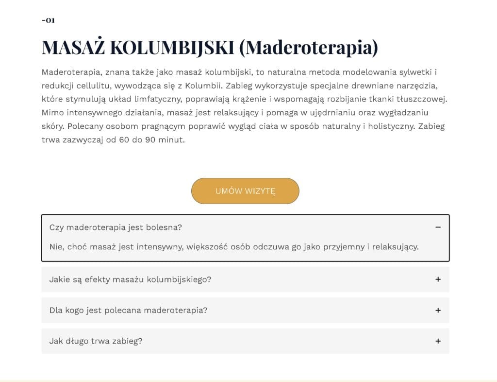 nowa strona dla salonu masażu