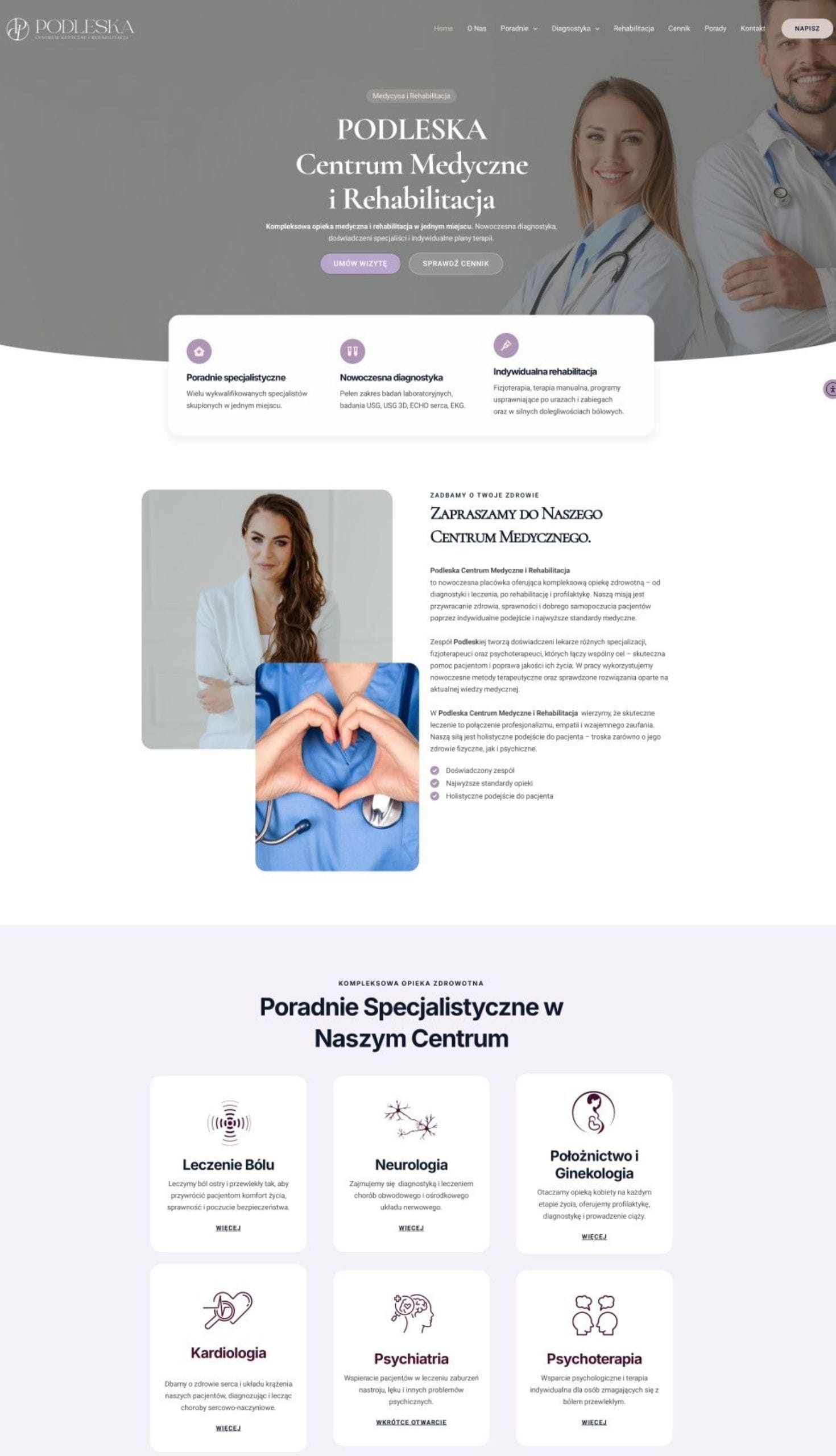 projekt strony dla kliniki