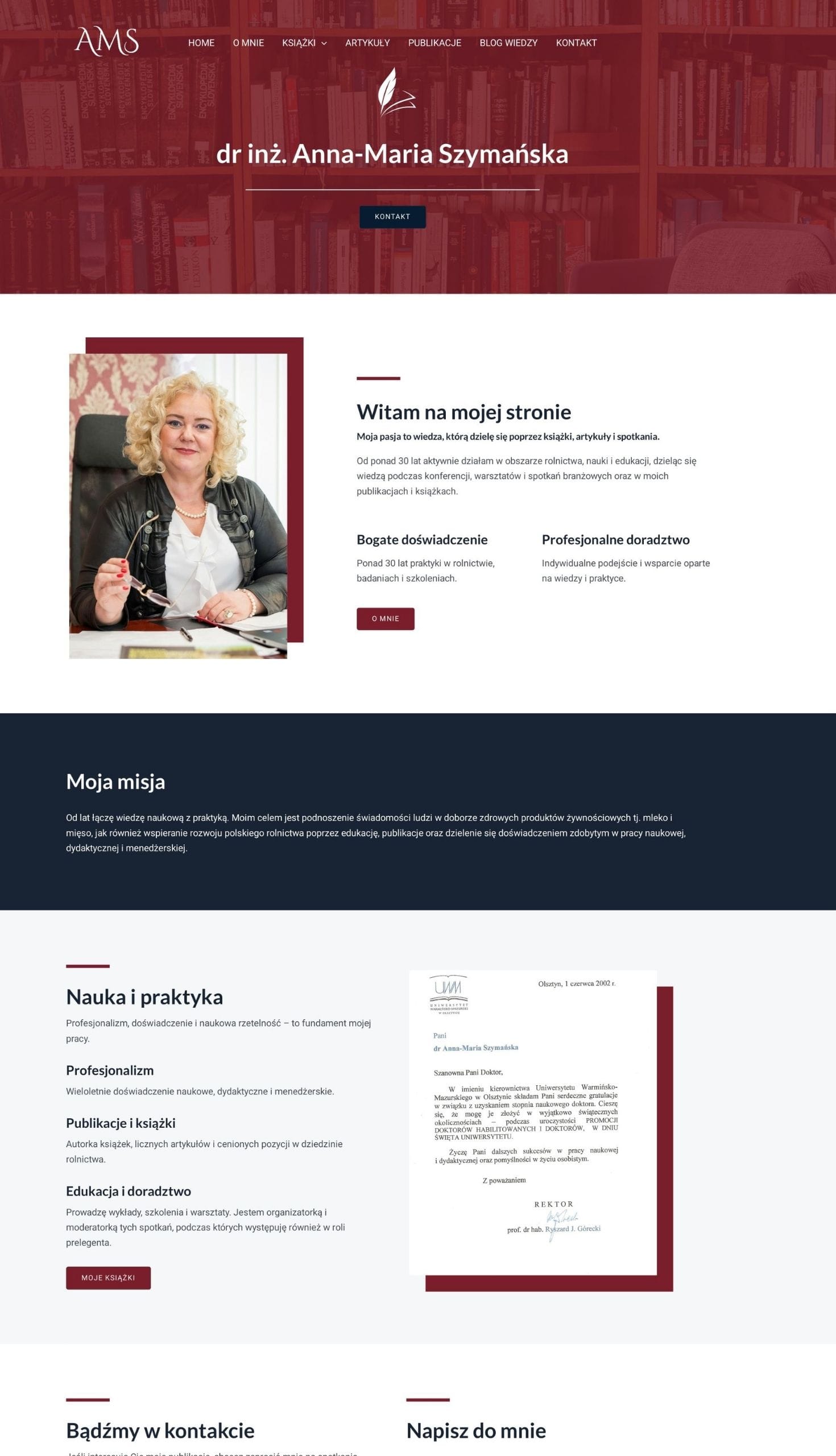 projekt strony www dla naukowca