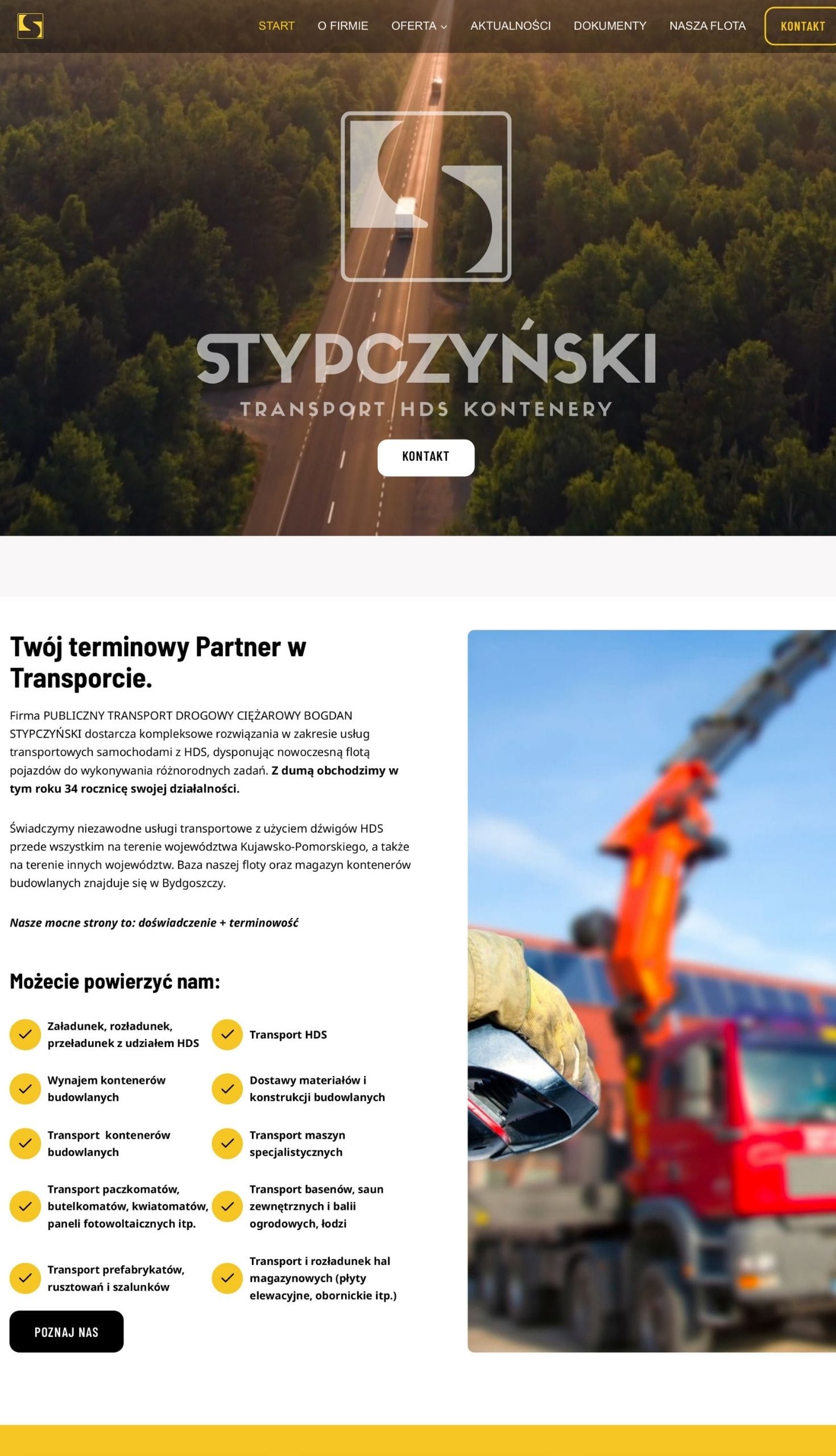 strona dla firmy transportowej